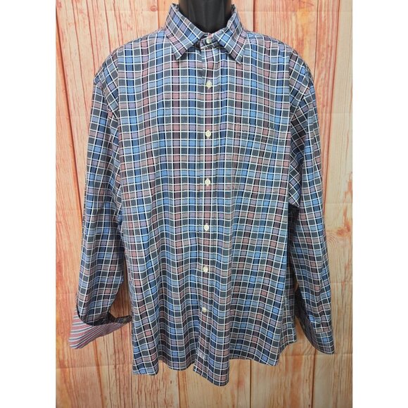 Johnston & Murphy Mens Tailored Fit Plaid Shirt XL - Picture 1 of 8